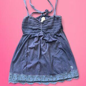Abercrombie Fitch womens m vintage y2k navy blue babydoll top preppy